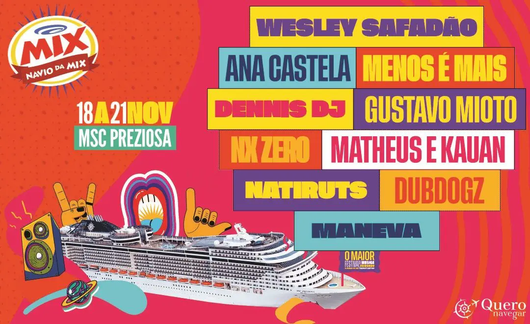 Navio da Mix 2023: o maior festival de música a bordo